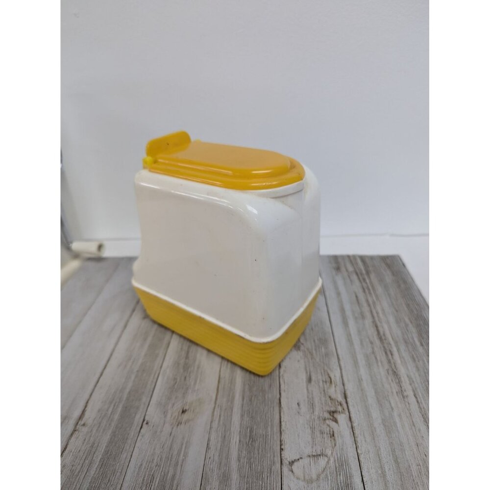 Vintage Lustro-Ware Yellow & White Plastic Pitcher With Lid